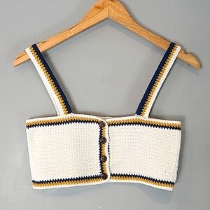 Akoia swim seca crochet‎ cotton Top Hand made Size XS Vacation Resortwear Beach